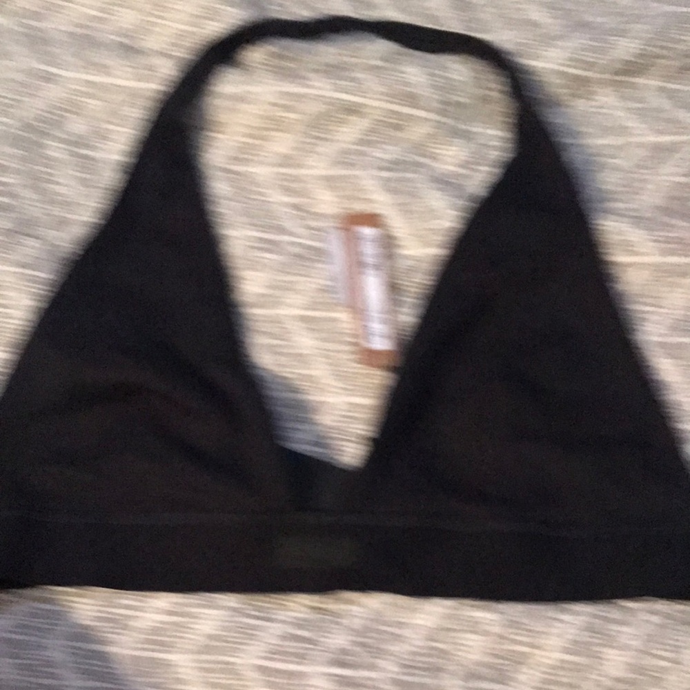 Black Halter Bralette cotton rib